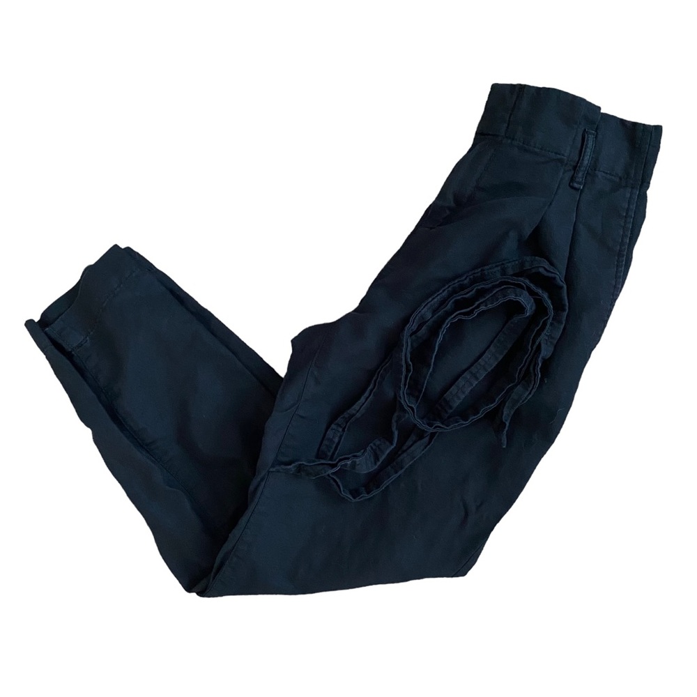 ⭐️ SOLD ⭐️ LOFT Black Linen Blend Paperbag Pants Size XS Petite Cropped Business - Picture 9 of 11